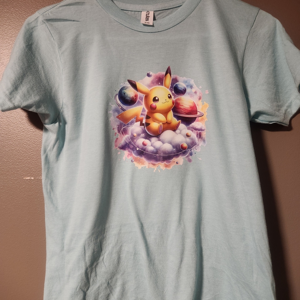 Kids Light Blue Pikachu Graphic T-Shirt